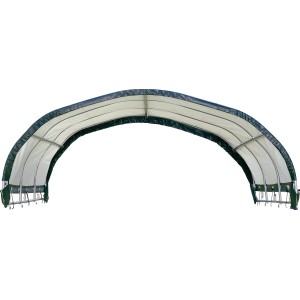 Grüne ShelterLogic Weidezelt Überdachung, 370x370x160 cm, ideal als Unterstand für Tiere.