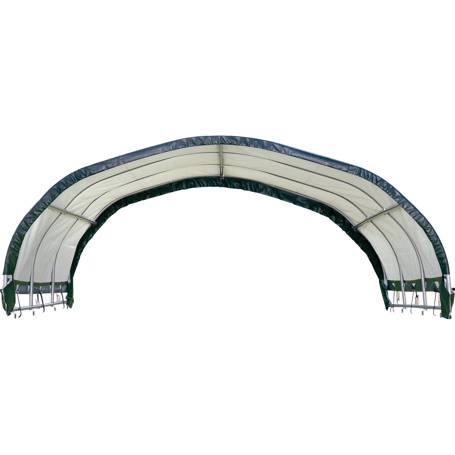 Grüne ShelterLogic Weidezelt Überdachung, 370x370x160 cm, ideal als Unterstand für Tiere.