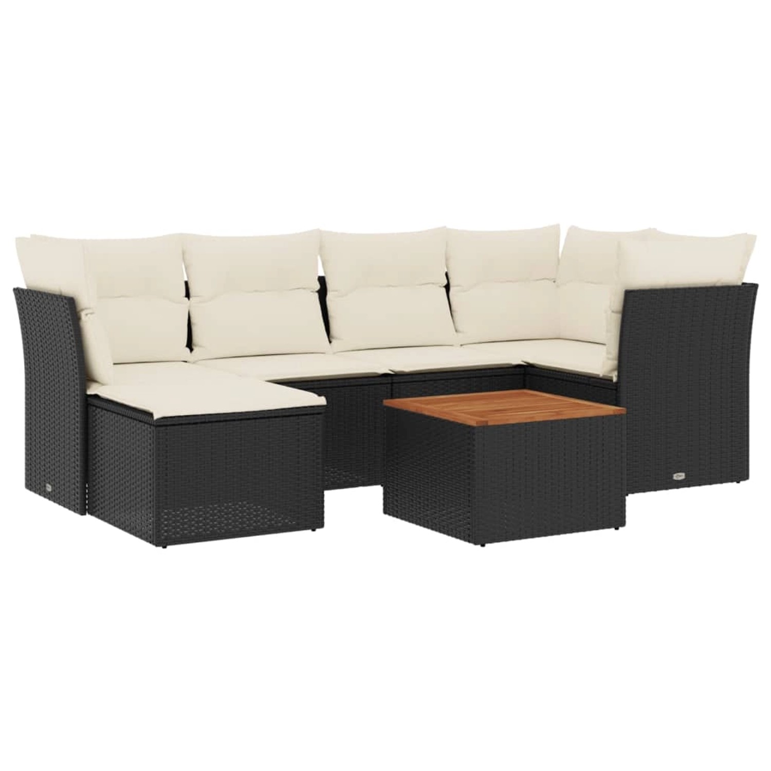 vidaXL 7-Tlg Garten-Sofagarnitur mit Kissen Schwarz Poly Rattan 3256077 günstig online kaufen