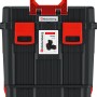 Kistenberg HEAVY Werkzeugtrolley 2 in 1, schwarz/rot, mit Rollen und ausziehbarem Griff.