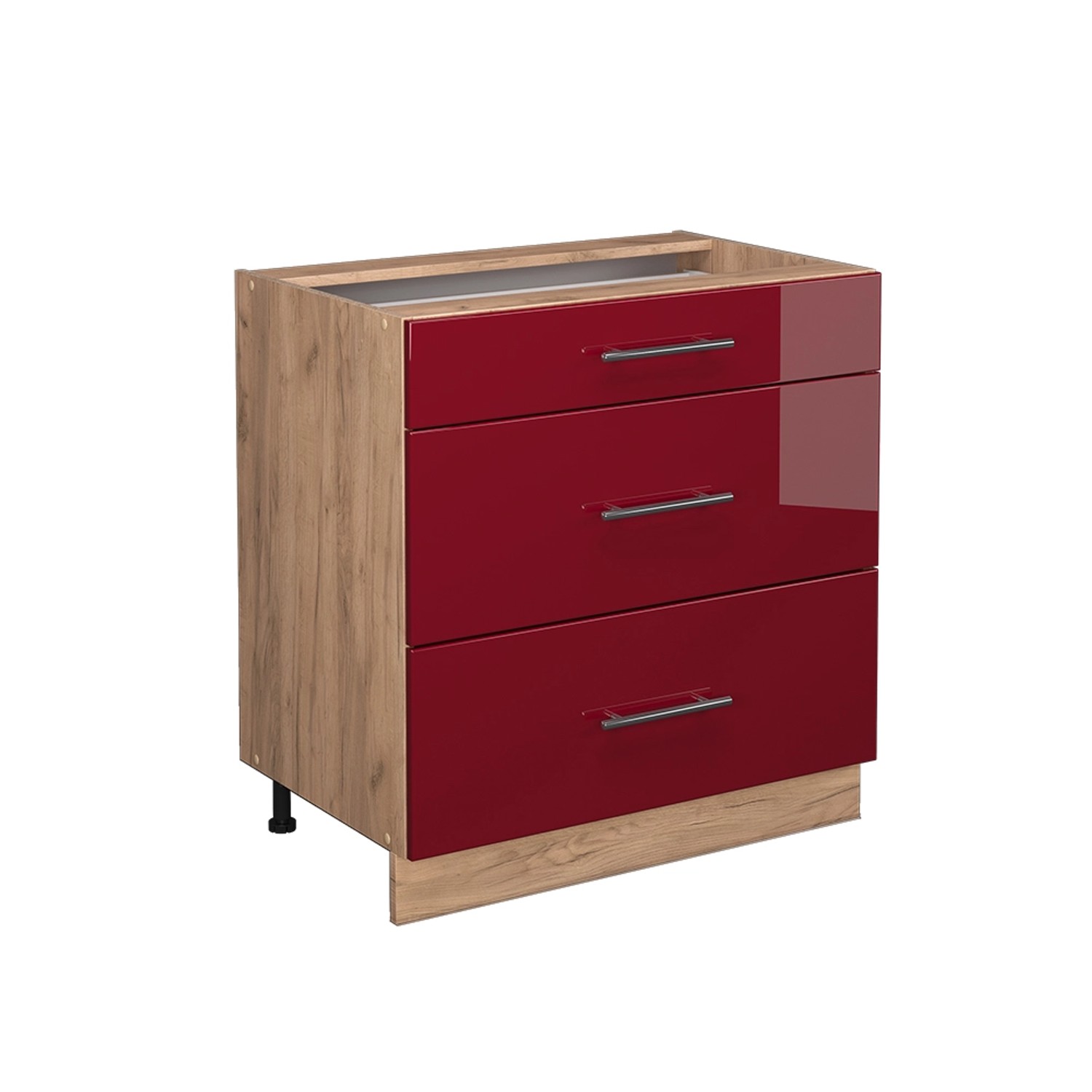 Vicco Küchenunterschrank Fame-Line Bordeaux Hochglanz/Goldkraft Eiche 80 cm günstig online kaufen