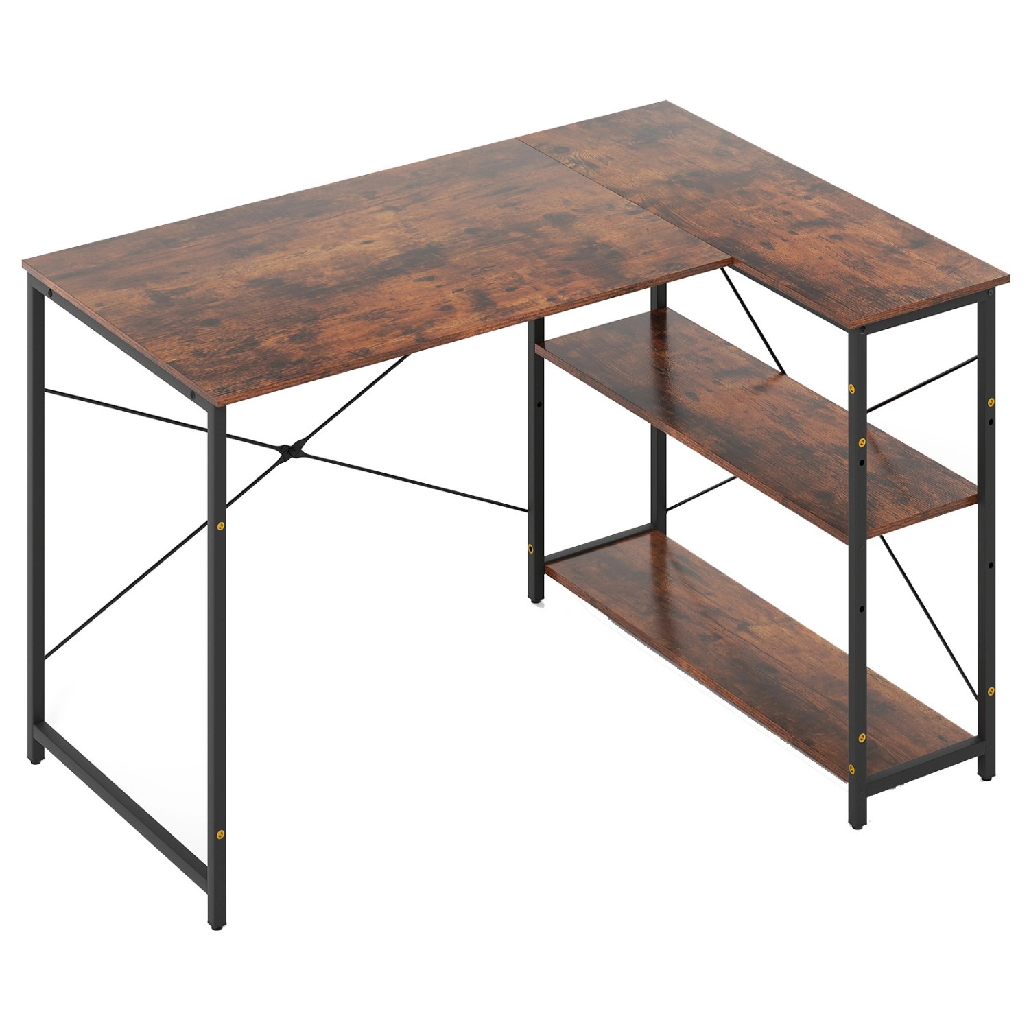 Costway L-förmiger Schreibtisch 118 x 86 x 74 cm Braun günstig online kaufen