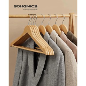 Songmics Kleiderbügel-Set Cason Holz Natur 10-teilig