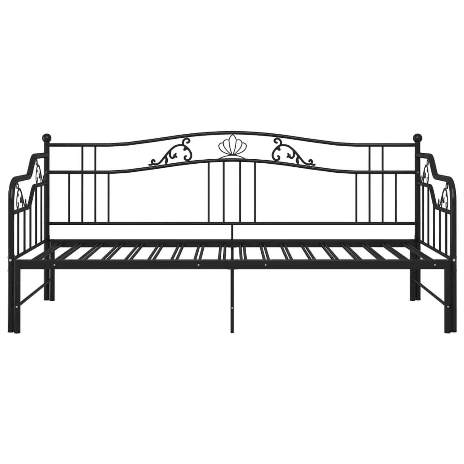 Schwarzes vidaXL Ausziehsofa Bettgestell aus Metall, 90x200 cm, für Betten.