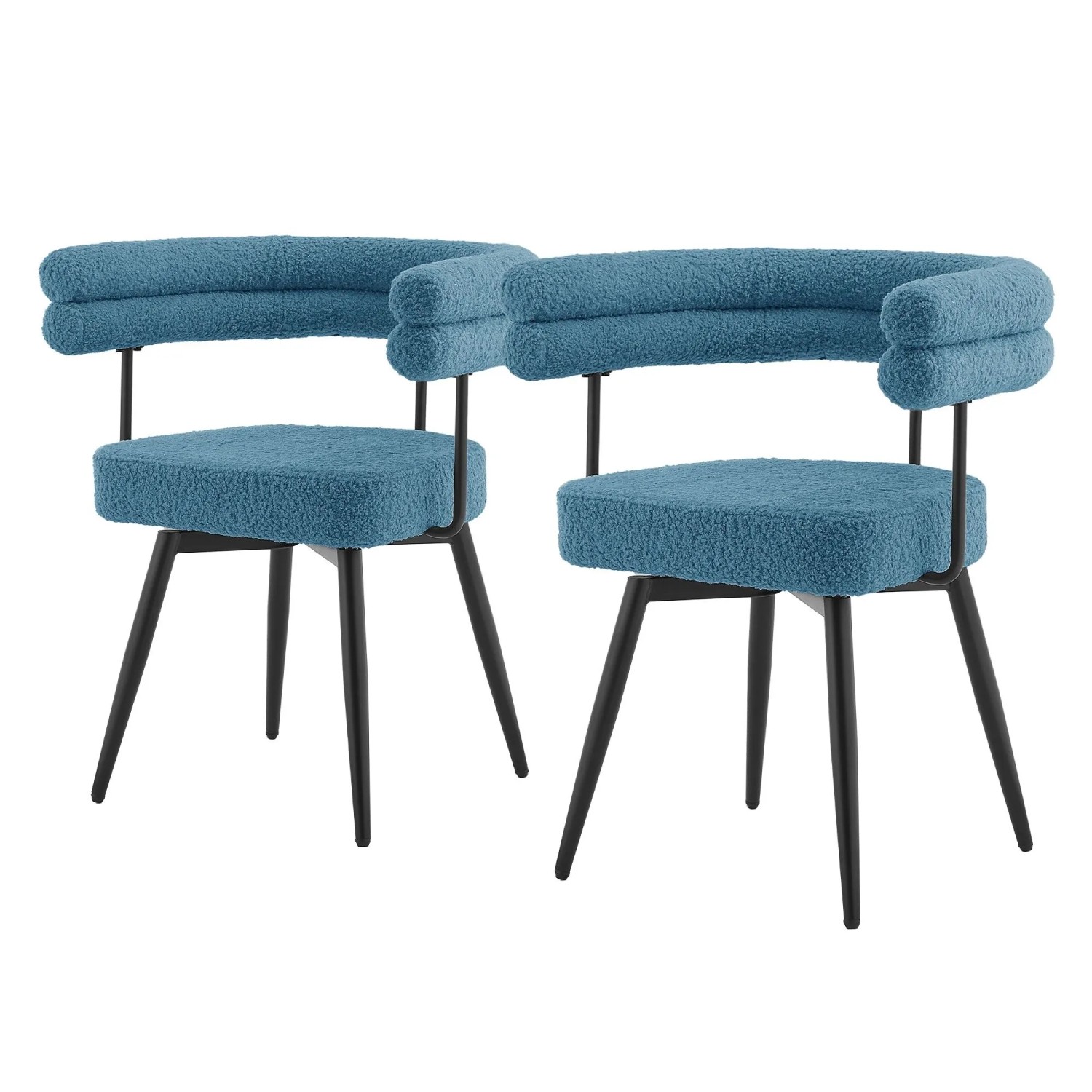 ML-Design Esszimmerstühle Drehbar 2Er Set Blau Teddy-Stoff