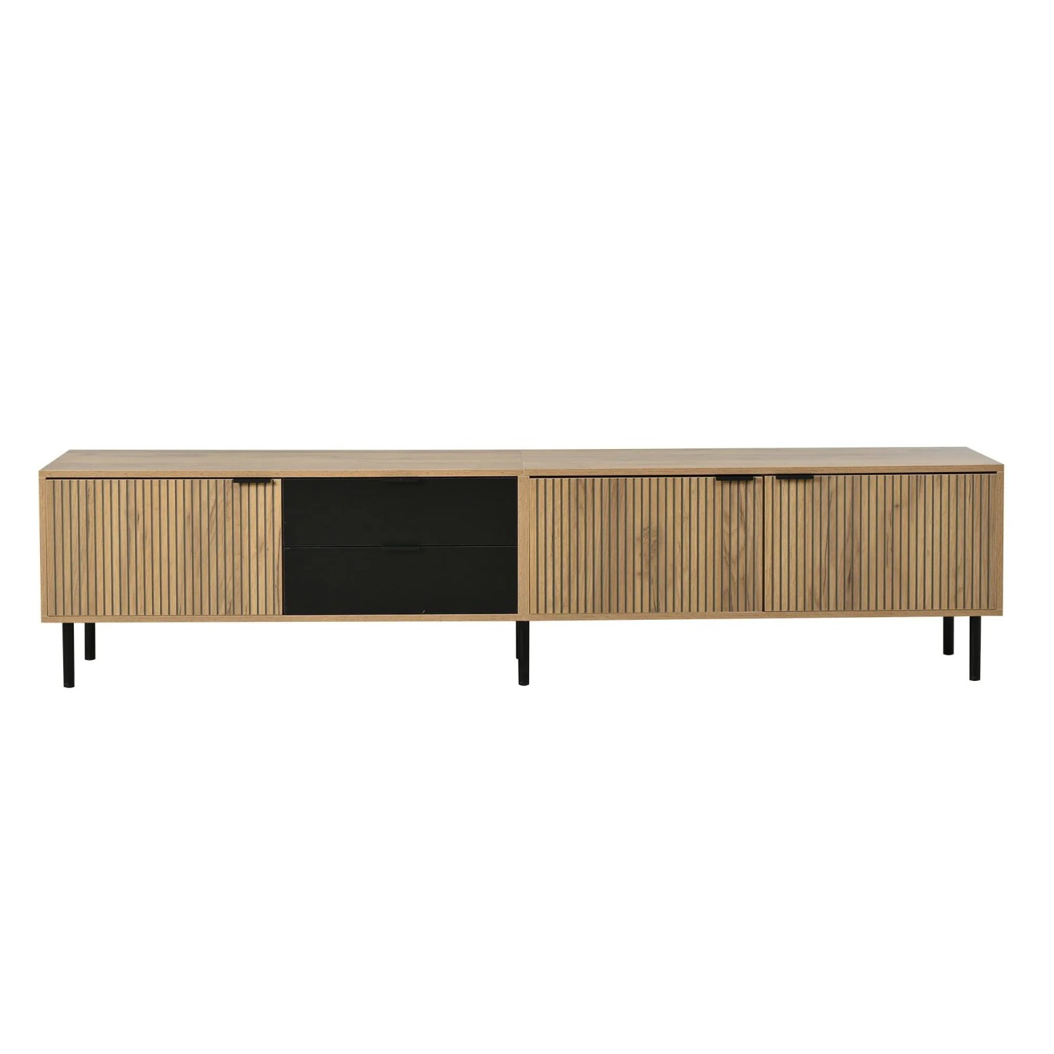 okwish TV-Bank mit Schränken Kabelmanagement Wohnzimmer 208x40x48cm Natur