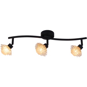 Näve Halogen-Spot Firenze, 3-flammig, braun. Deckenleuchte mit drei champagnerfarbenen Glas-Schirmen.