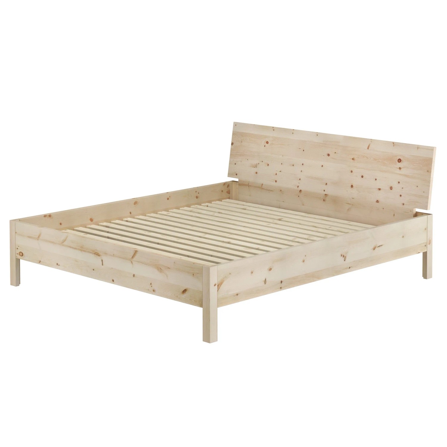 Erst-Holz Ehebett Metallfrei 180 x 200 cm Holzbett Zirbe massiv unbehandelt Modell 95 Rollrost inkl.
