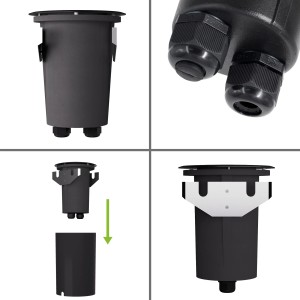 SSC-LUXon Juavi Bodeneinbaustrahler 4er Set, schwarz, rund, IP67, ohne Leuchtmittel.