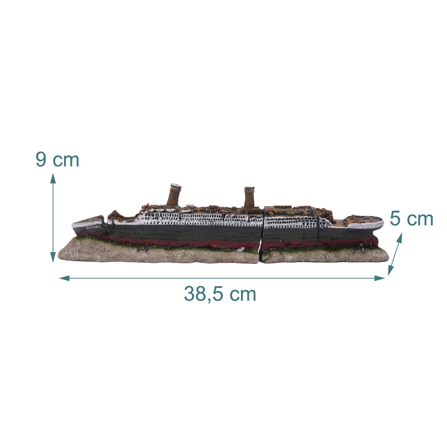 Relaxdays Aquariumdekoration Polyresin Bunt Titanic Ungiftig für Süßwasser und Salzwasser 9 cm x 38,5 cm x 5 cm 0,3 kg_4