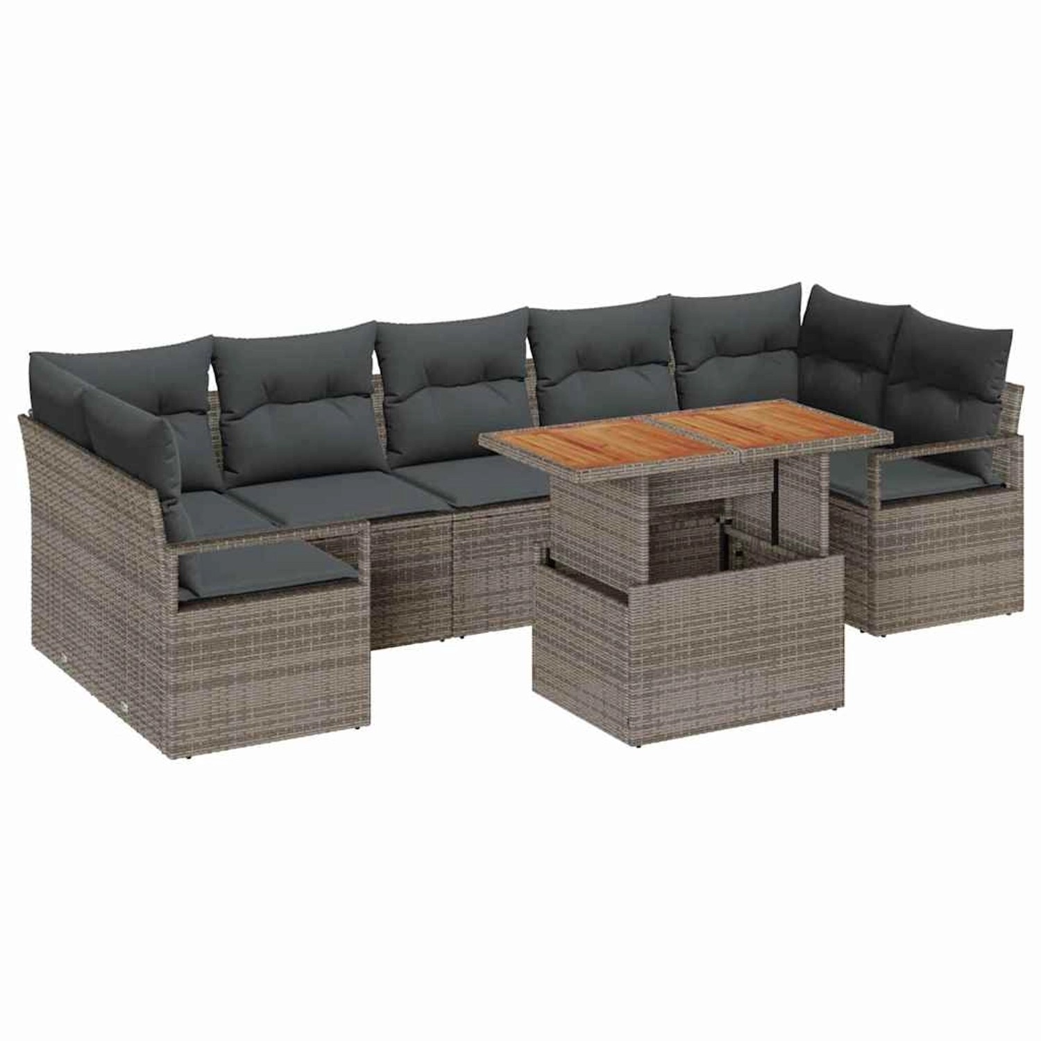 vidaXL Garten-Sofa-Set mit Speicher 8-Tlg Grau Poly Rattan 3358414 günstig online kaufen