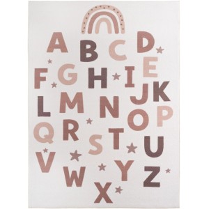 Ayyildiz Kinderteppich Coco mit ABC-Motiv und Regenbogen in Creme, 80x150 cm.