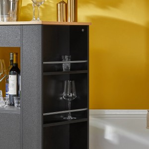 Schwarzer SoBuy Servierwagen/Küchenwagen FKW113-SCH mit Regalfächern und Schubladen.