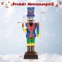 Große, beleuchtete Nussknacker Figur (184 cm) mit Schwert als Weihnachtsdeko für den Außenbereich.