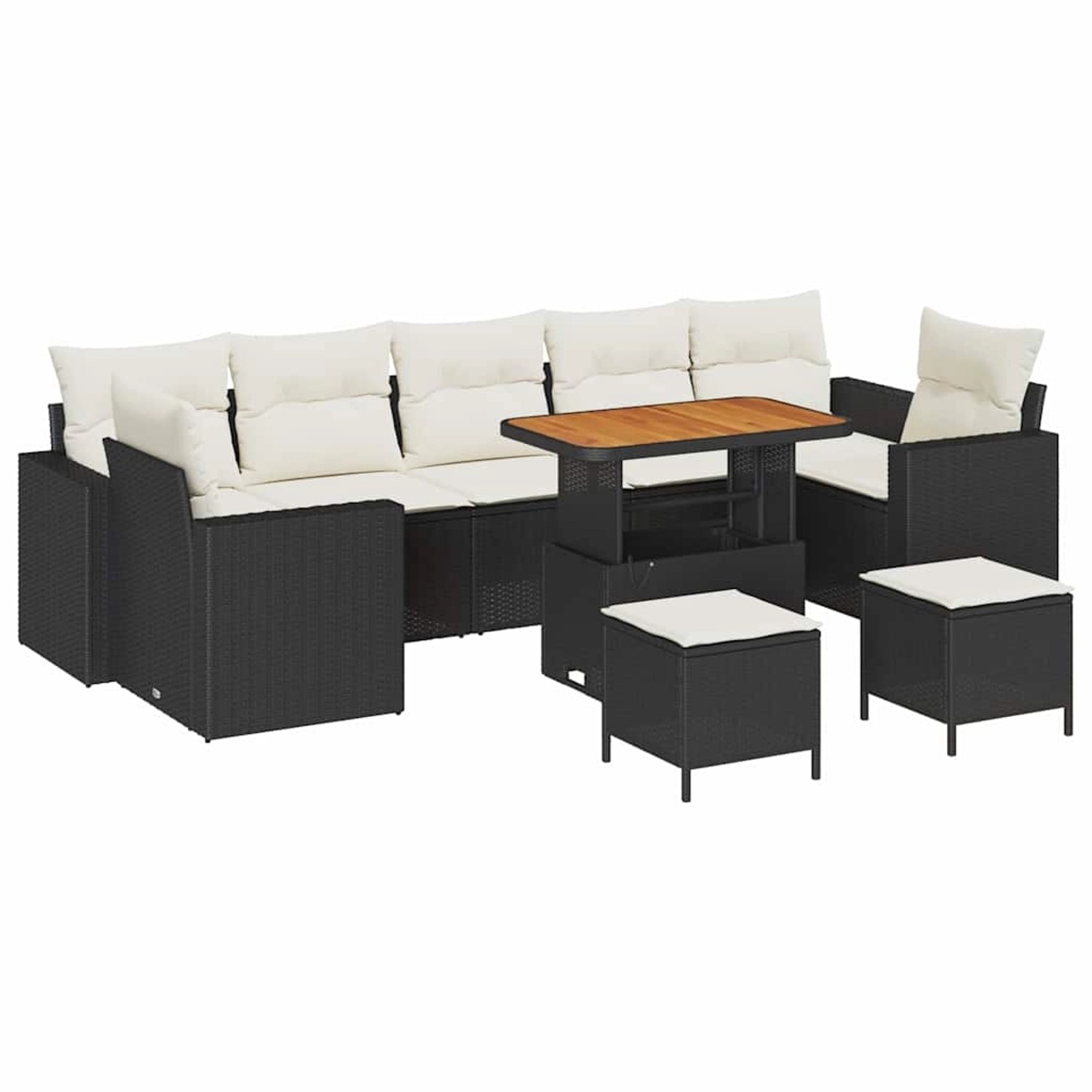 vidaXL Garten-Sofa-Set 10-Tlg Schwarz Poly Rattan 3361600 günstig online kaufen