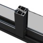 Detailaufnahme: Schwarze Aluminium-Schiebetür mit Glas des Palmako Gartenhauses Andrea.
