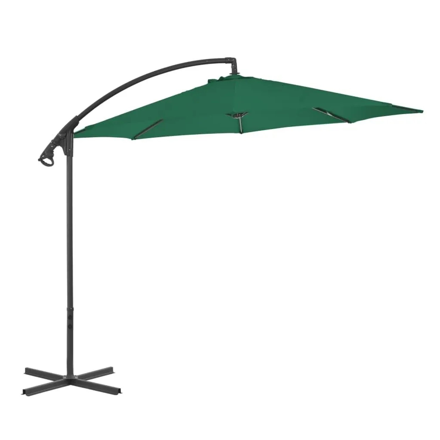Image of Furnicato Ampelschirm Mit Stahl-mast 300x260 Cm Grün Uv-beständig 8 Stahlrippen Kurbelsystem