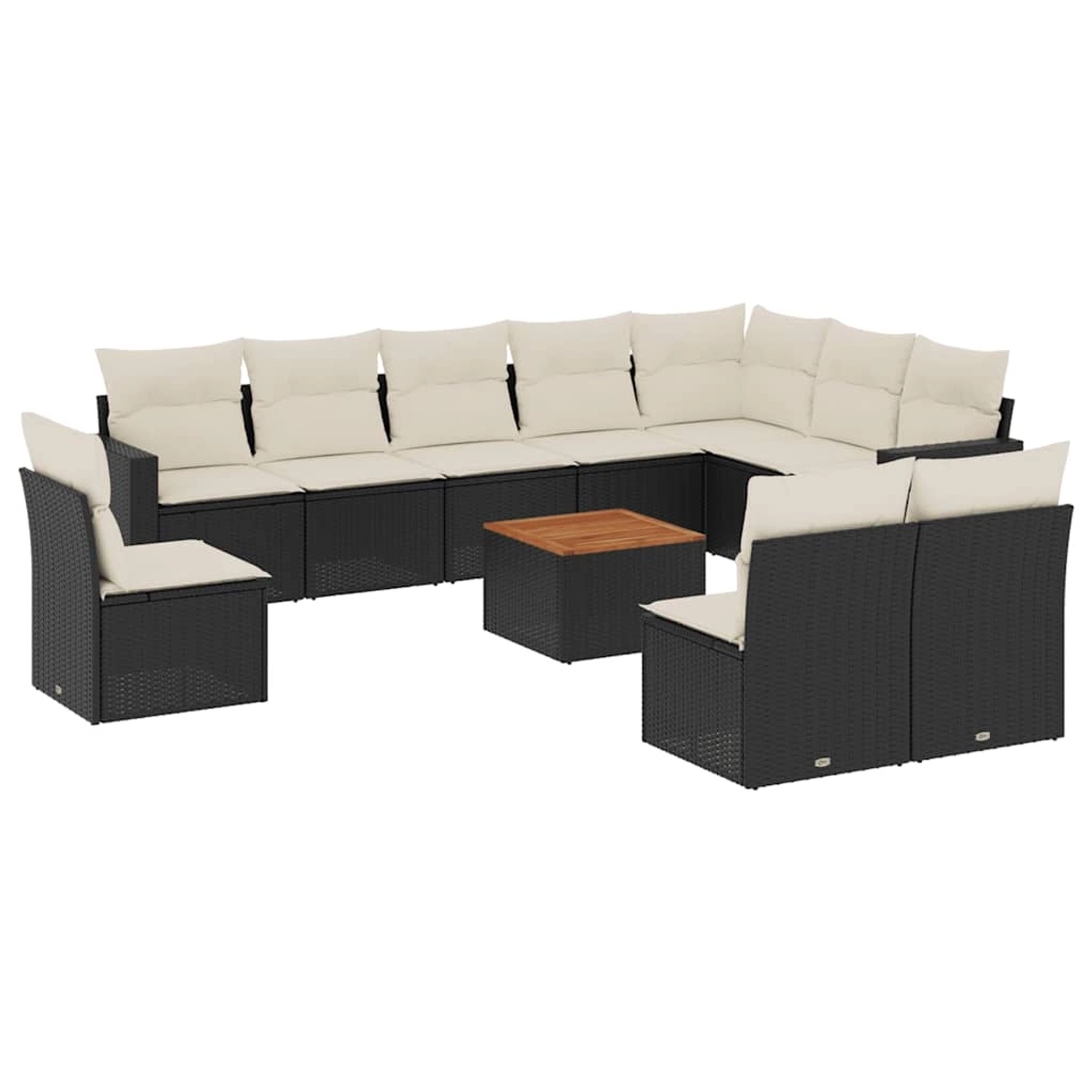 vidaXL 11-Tlg Garten-Sofagarnitur mit Kissen Schwarz Poly Rattan 3256504 günstig online kaufen