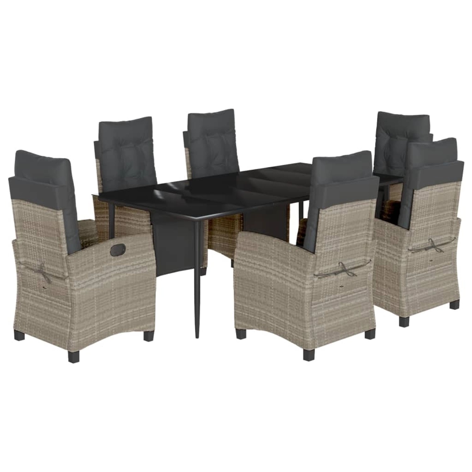 vidaXL 7-Tlg Garten-Essgruppe mit Kissen Hellgrau Poly Rattan 3213035 günstig online kaufen