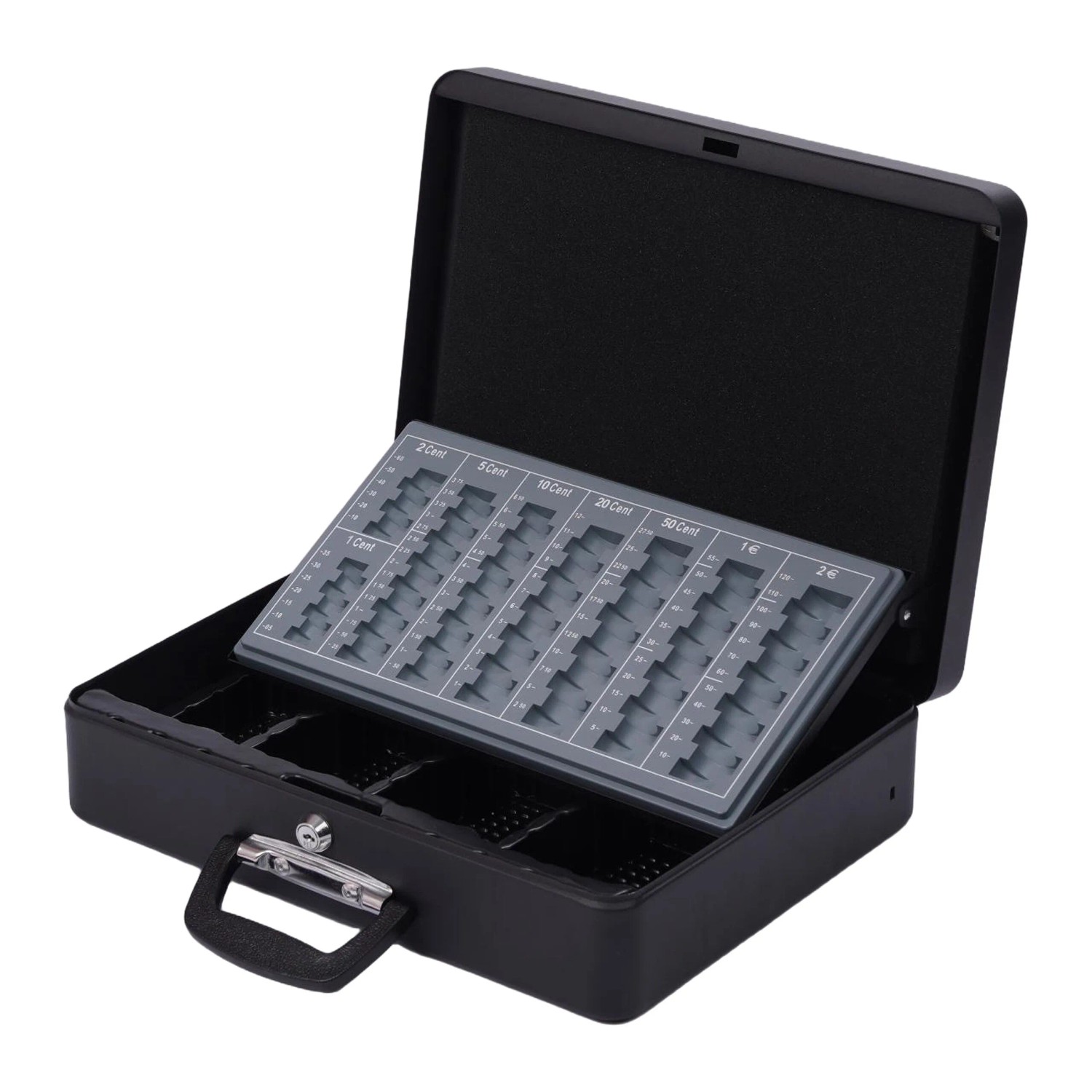 Relaxdays Geldkassette Eisen Schwarz Abschließbar 10 cm x 37 cm x 28 cm 3 kg