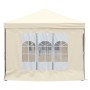 Cremefarbenes Falt-Partyzelt 3x6 m mit Seitenwänden und Fenstern.