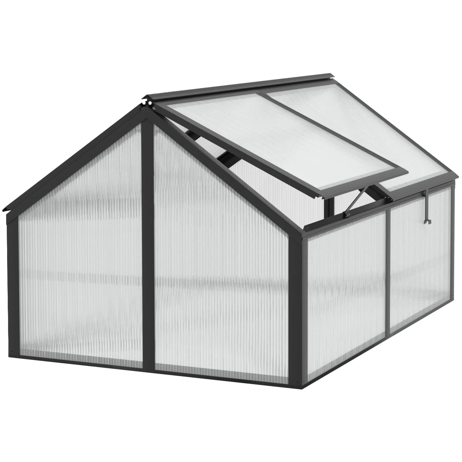 Vitavia Frühbeet Gamma HKP Schwarz, 89x124x71cm, mit aufstellbaren Dachfenstern.