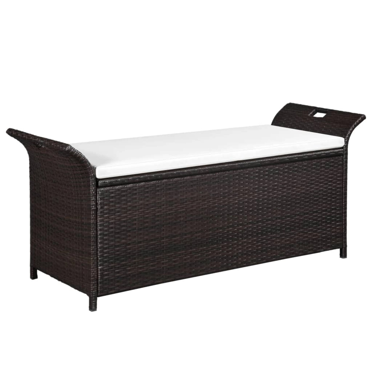 furnicato Truhenbank mit Polster 138 cm Poly Rattan Braun günstig online kaufen