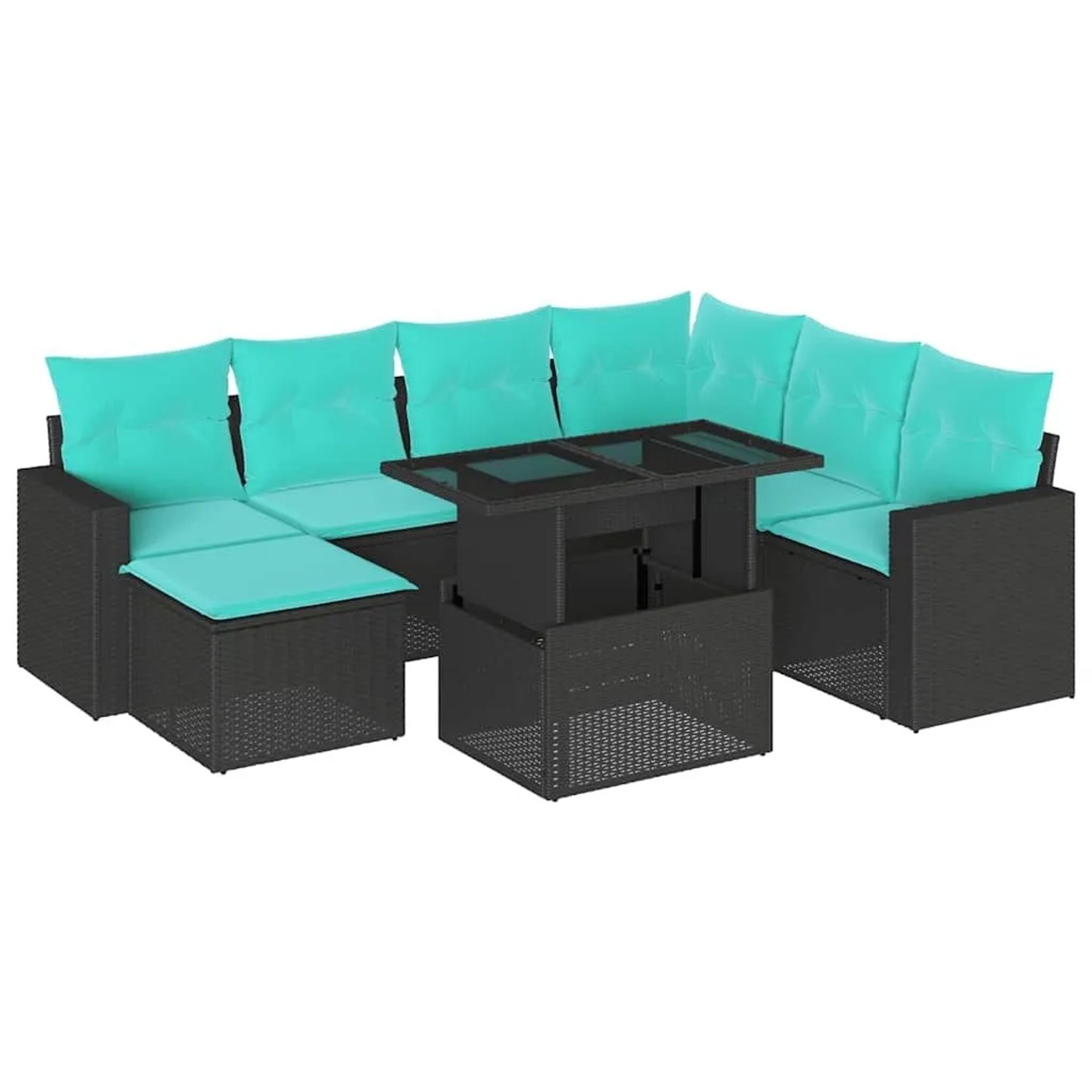 vidaXL 8-Tlg Gartensofa-Set mit Kissen Schwarz Polyrattan 3267437 günstig online kaufen