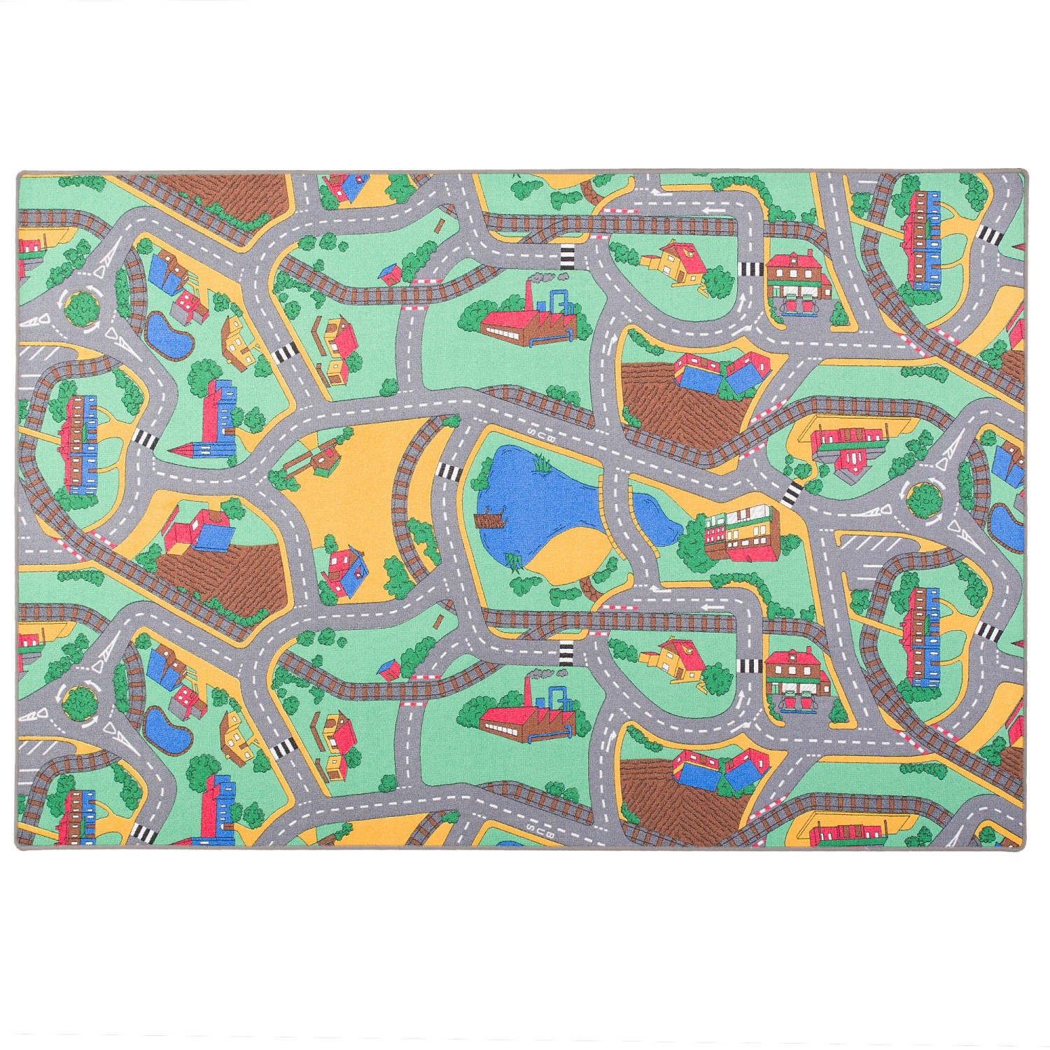 Bunter Snapstyle Kinderteppich 200x250cm mit Straßenmuster, ideal zum Spielen.