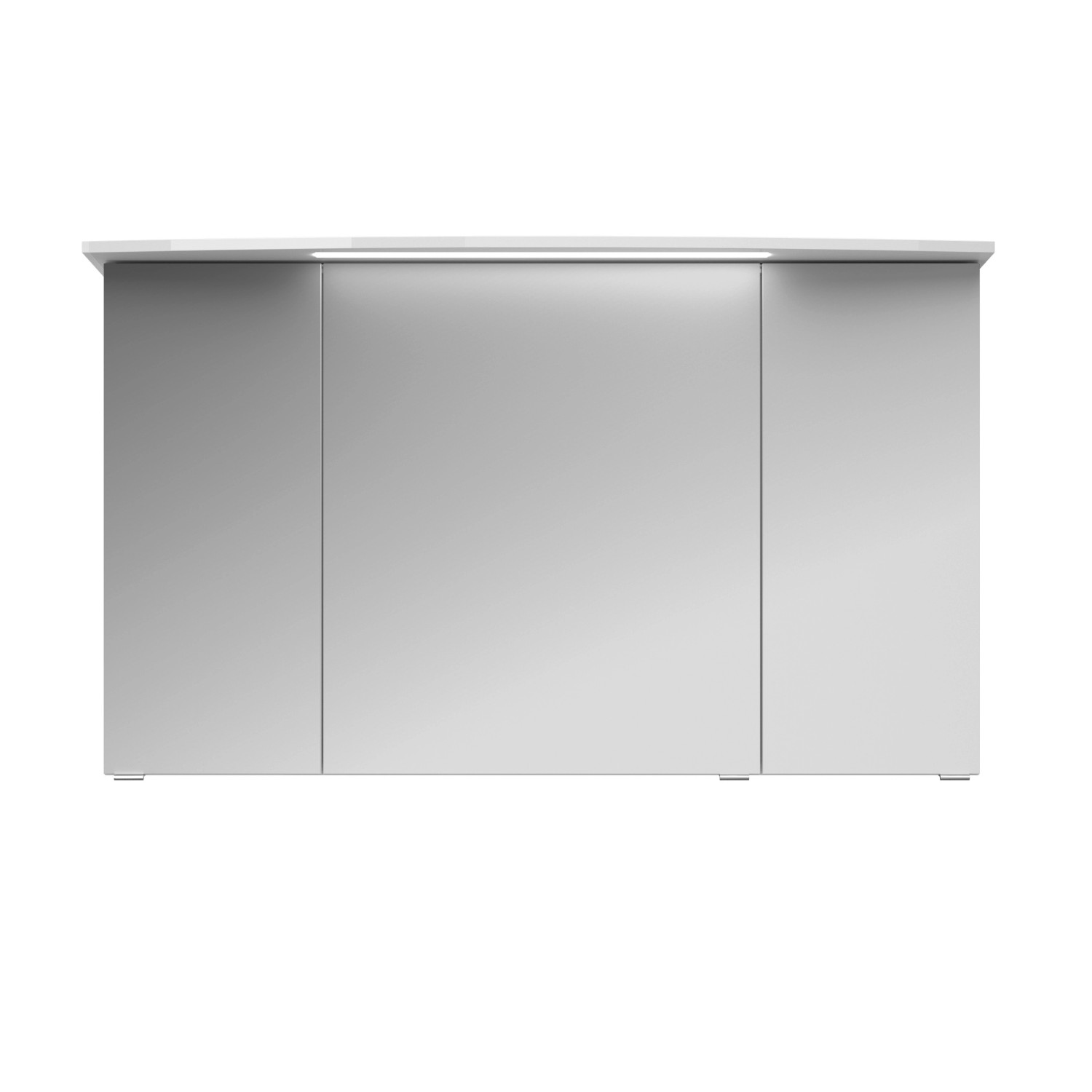 Pelipal Spiegelschrank 4010, 122 cm, Weiß Glänzend, mit drei Spiegeltüren und Kranzbeleuchtung.
