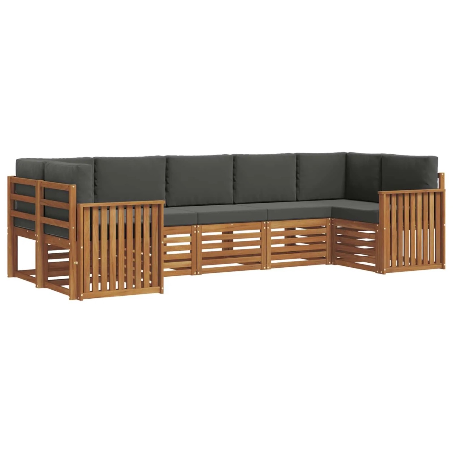 vidaXL Sofagarnituren 7 Tlg Natur und Anthrazit Massivholz Akazie 3375407