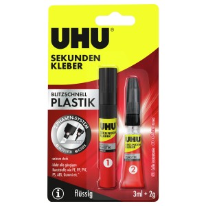 UHU Sekundekleber Plastik 2g + 3 ml