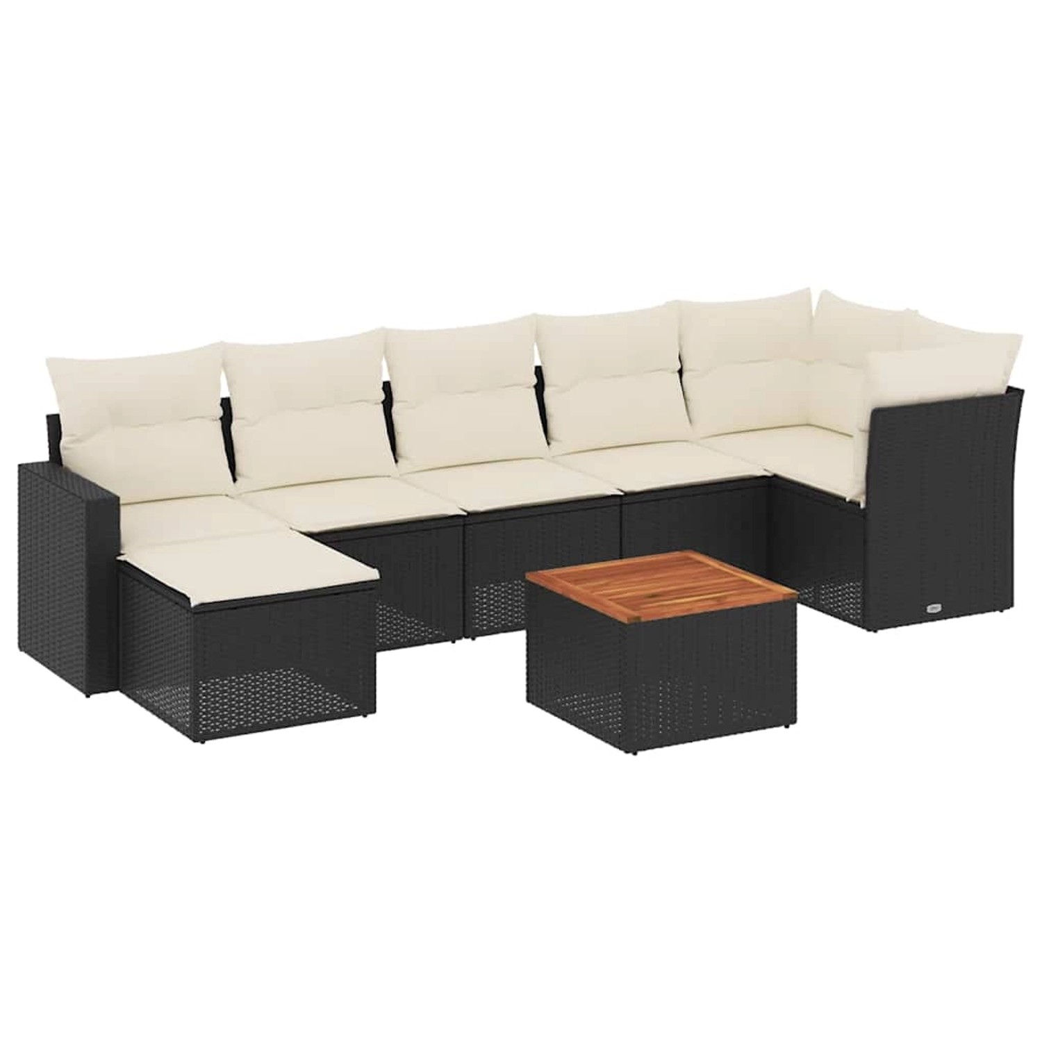vidaXL 8-Tlg Garten-Sofagarnitur mit Kissen Schwarz Poly Rattan 3256560