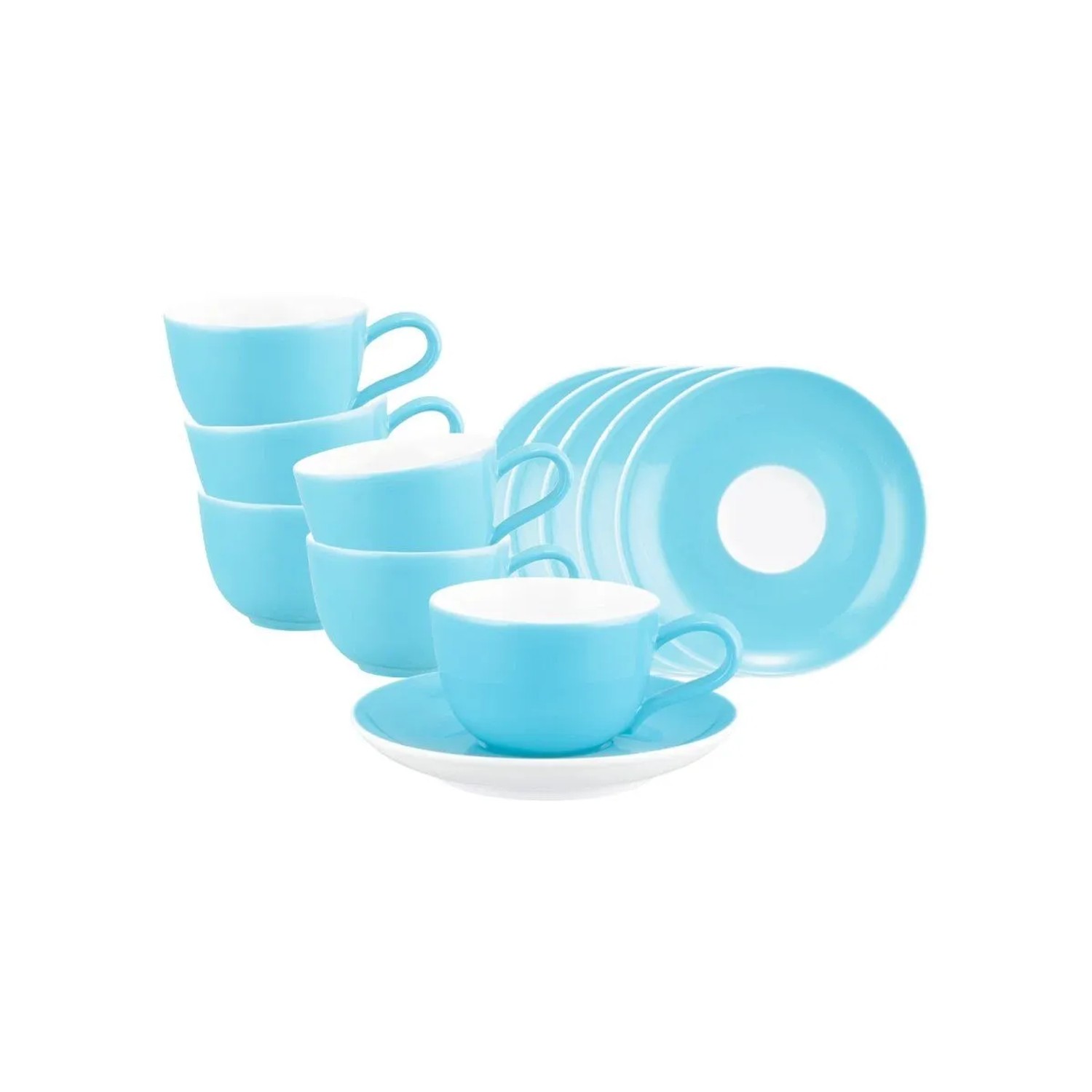 Seltmann Weiden Liberty Pure Colors Espressotasse mit Untertasse 6er Set Lagoon Blue
