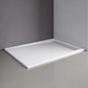 Rechteckige, extraflache Schulte Duschwanne 100x90 cm in Alpinweiß, geeignet für bodengleichen Einbau.