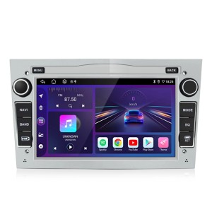 Silbernes Junsun Autoradio für Opel Corsa C/D & Zafira B mit Touchscreen.