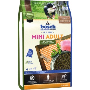 Bosch Mini Adult Geflügel & Hirse Hundefutter, 3kg Sack für kleine Hunderassen.