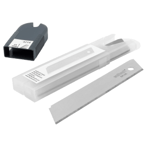 Wolfcraft Sicherheitsklingen 25 mm, 5 Stück, in Kunststoffbox. Messerzubehör für sichere Schneidarbeiten.