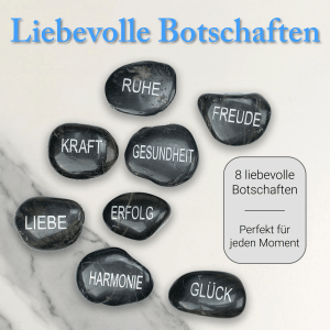 Intergarden Zierkies Set: 8 polierte Steine mit Gravur (Ruhe, Liebe, Harmonie, etc.) als Dekoration.