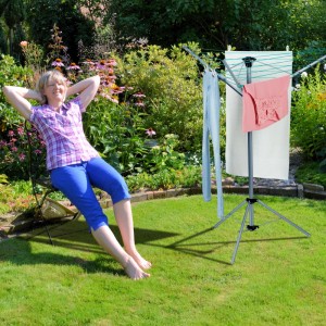 Relaxdays Wäschespinne Stahl Silbergrün Faltbar Drehbar mit Standfuß 140 cm x 124 cm x 110 cm 2,5 kg