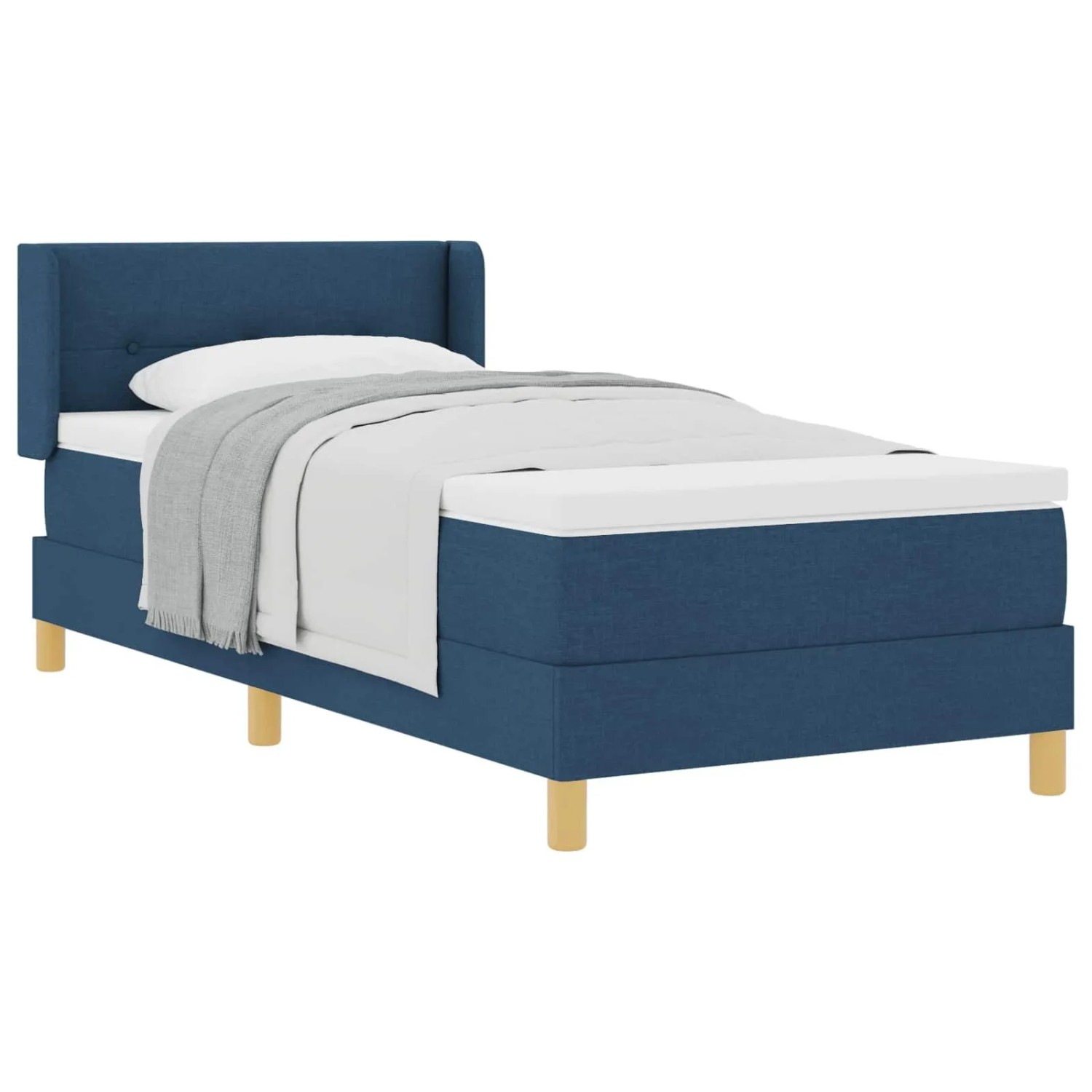 vidaXL Boxspringbett mit Matratze Blau 200 x 90 cm Polyester 3341278