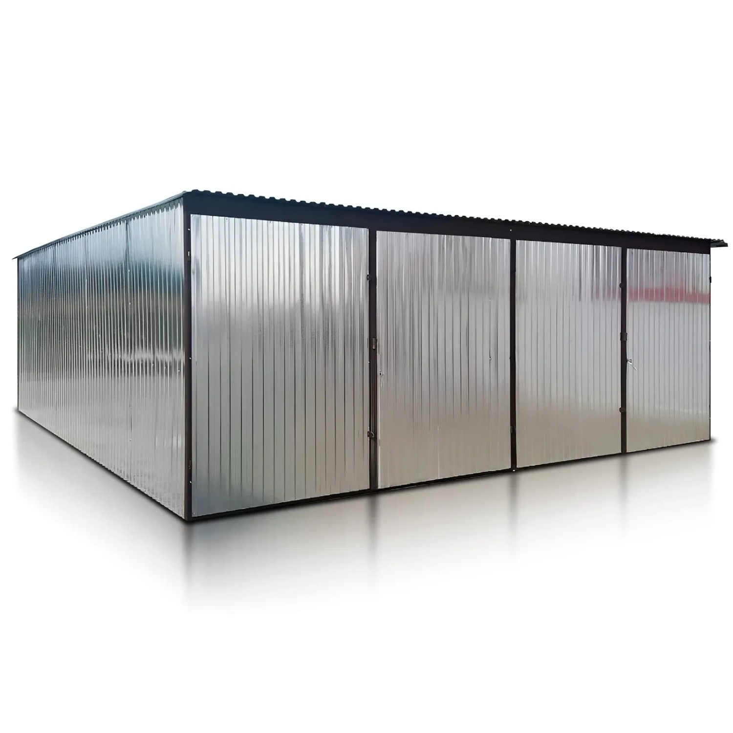 Liderstal Doppelgarage Premium aus Blech 600 x 500 cm Verzinkt Pultdach Doppelflügeltor