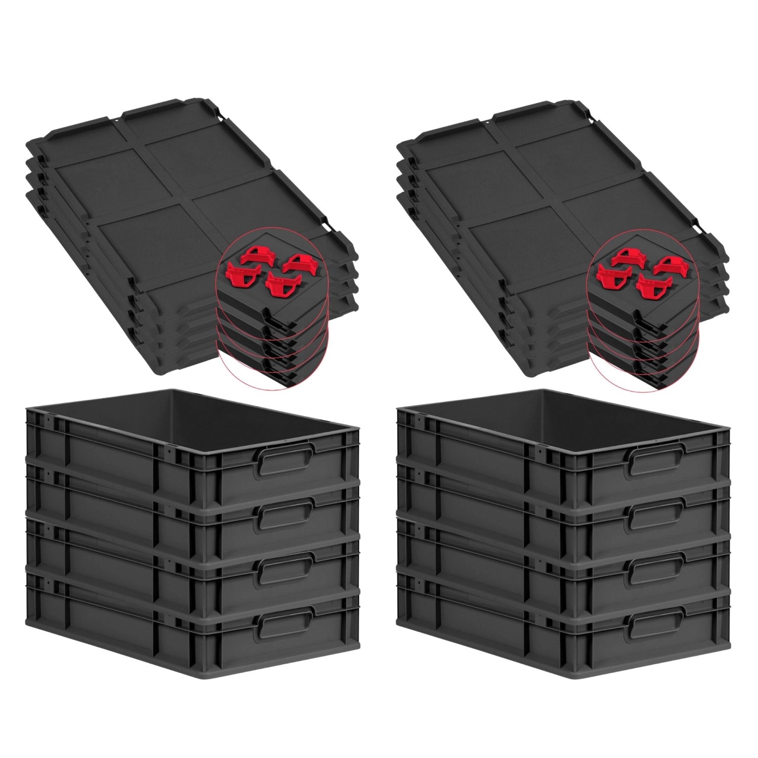 PROREGAL SuperSparSet 8x Eurobox Nextgen Grip Mit Auflagedeckel Und Roten V günstig online kaufen