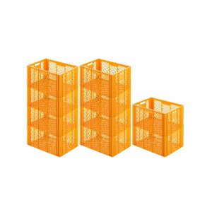 SparSet: 10 gelb-orange Eurobehälter Bäcker- und Konditorkästen, stapelbare Brötchenkisten.