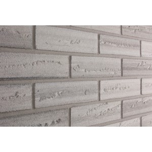 Elabrick Verblender Nebraska, grau-anthrazit, 7,1x24 cm. Detailaufnahme der Steinoptik.