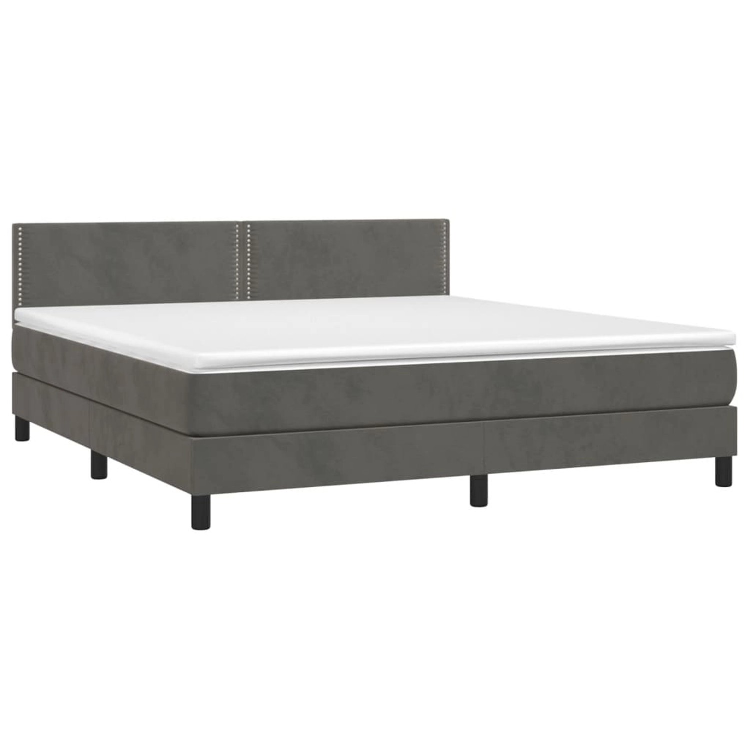 vidaXL Boxspringbett mit Matratze & LED Dunkelgrau 160x200 cm Samt 3134352 günstig online kaufen
