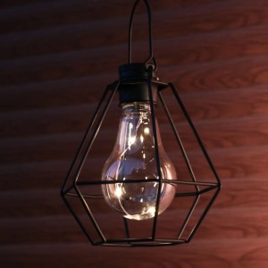 Marelida LED Solar Hängeleuchte Eckig Industrial Look Gitter Garten Balkon Sensor 14,5cm