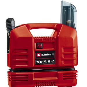 Einhell Koffer-Kompressor TC-AC 190 Ölfrei, roter Druckluft Kompressor mit Manometer und Tragegriff.