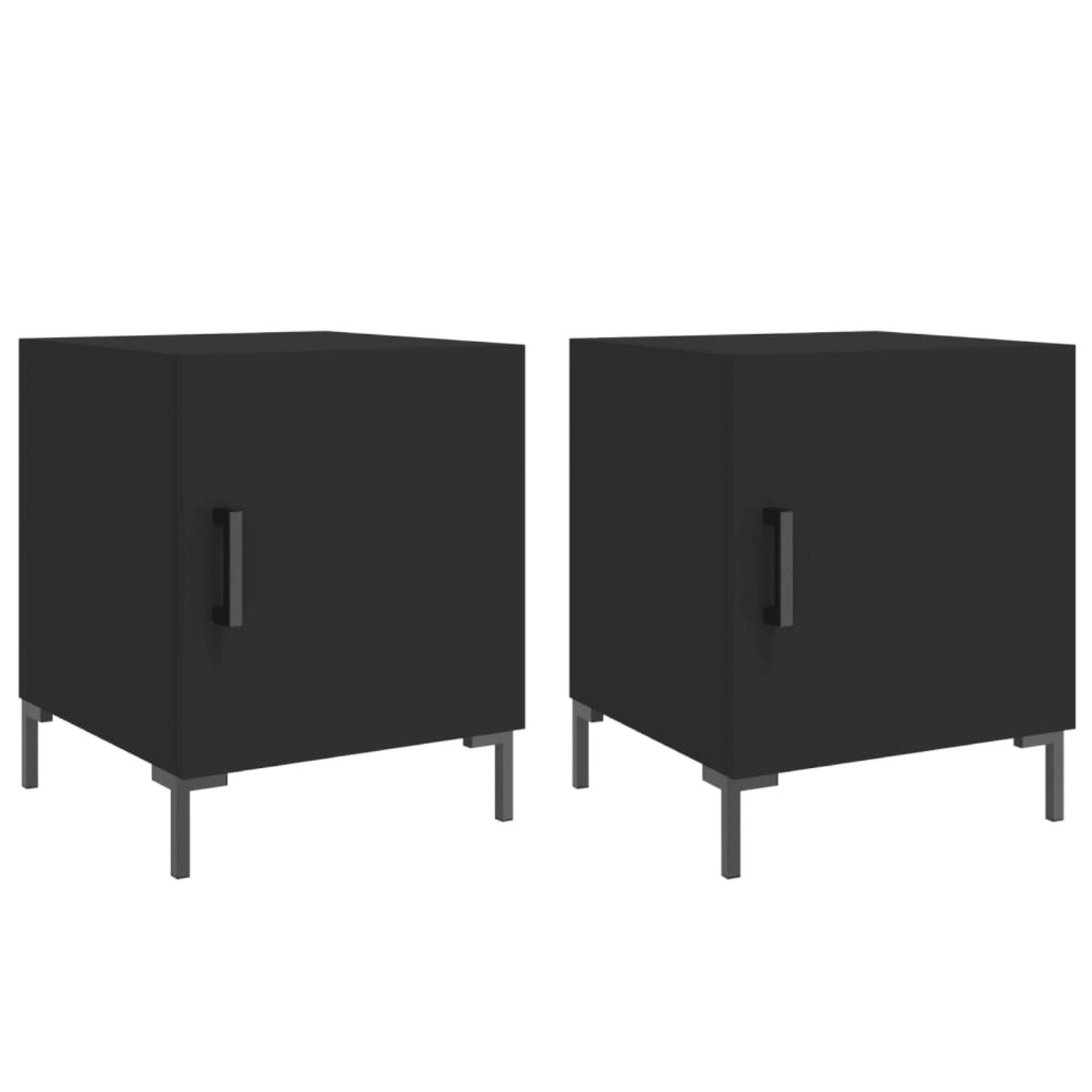 vidaXL Nachttische 2 Stk Schwarz 40x40x50 cm Holzwerkstoff Modell 4 günstig online kaufen