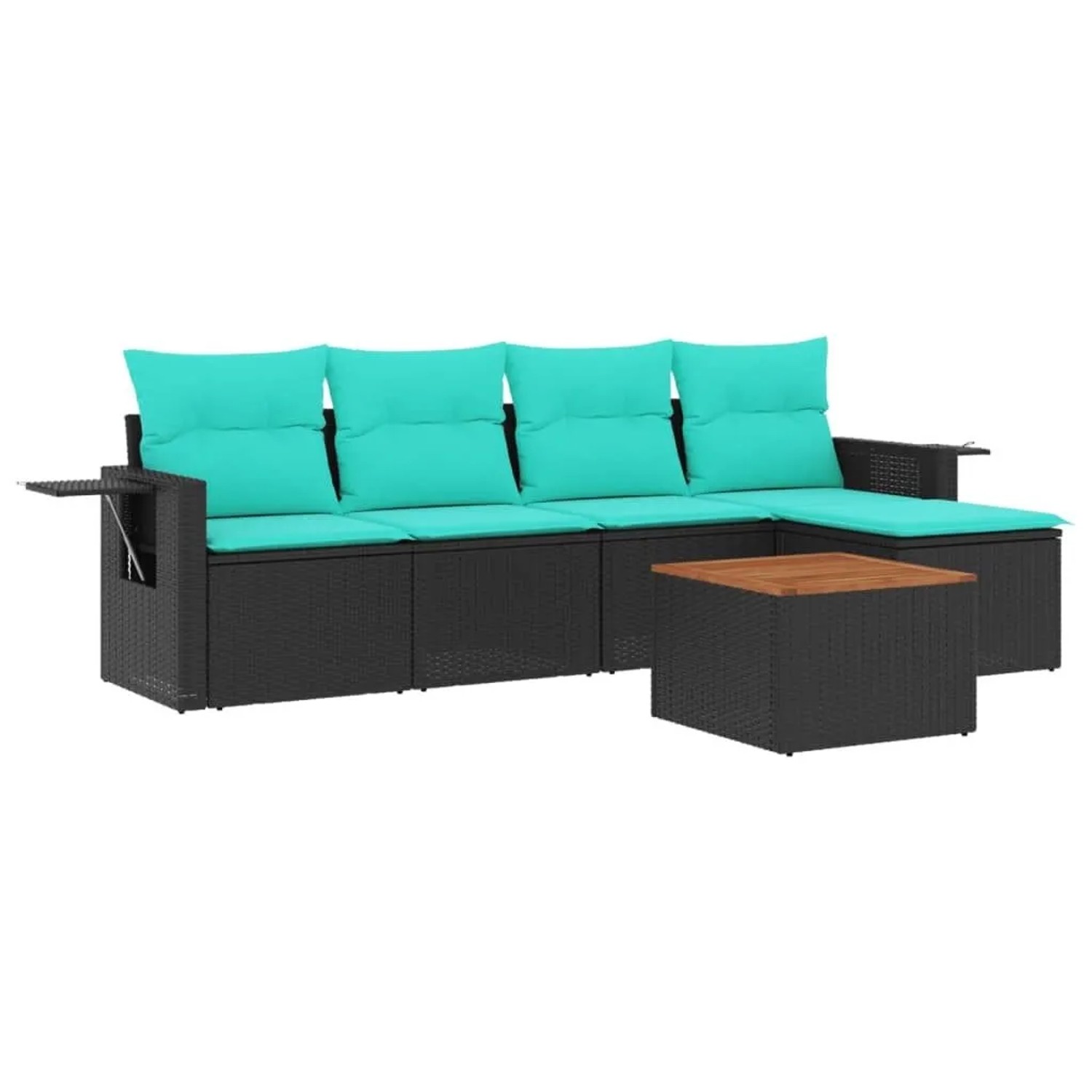 vidaXL 6-Tlg Gartensofa-Set mit Kissen Schwarzes Polyrattan 3224538